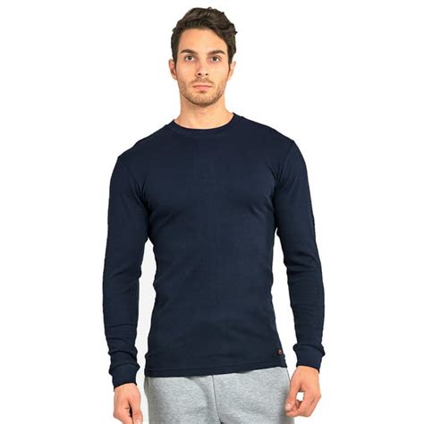 dbfl men s 100 cotton long sleeve thermal crew neck waffle underwear top