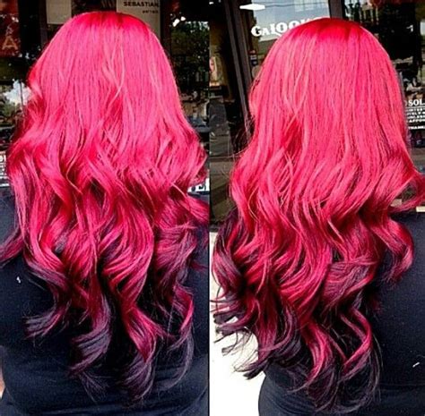 Red And Black Dip Dyed Hair Dyed Hair Hot Hair Styles Dip Dye Hair