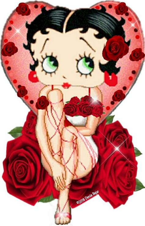 Sexy Betty Boop con rosas rojas y corazón Betty Boop Posters Betty