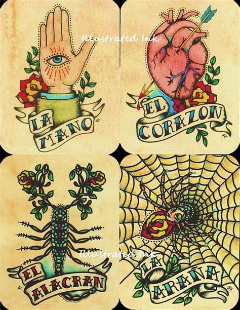 Folk Art Postcards Mexican Loteria Tattoo Art Set Of 8 Etsy Mexican Art Art Tattoo Mexican