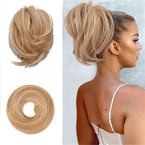Barsdar Hair Bun Ponytail Extension Straight Synthetic Hairpiece Fully