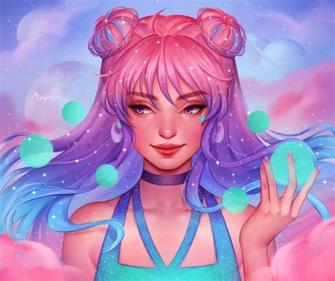 Anime Girl With Galaxy Hair