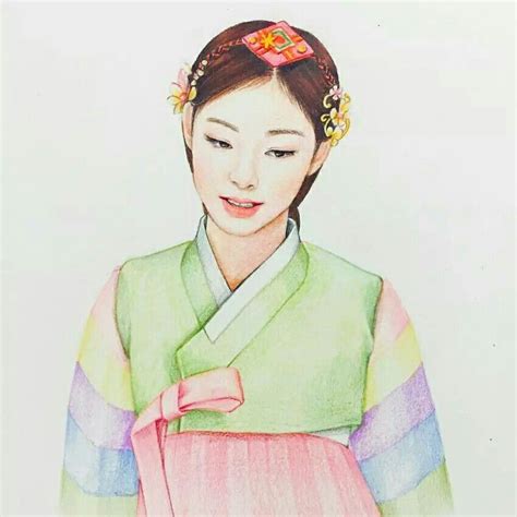 Pin By 0sson J On Queen Yuna Fan Art~♡ Korean Art Hanbok Color