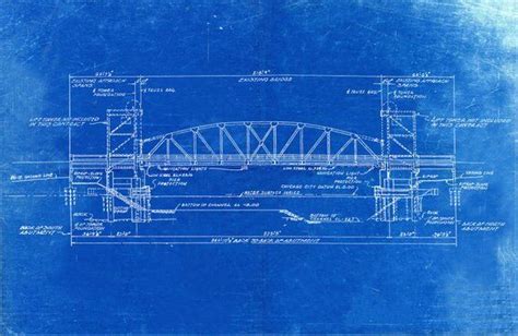 Blueprint Art Of Chicago Bridge Technical Drawings Engineering