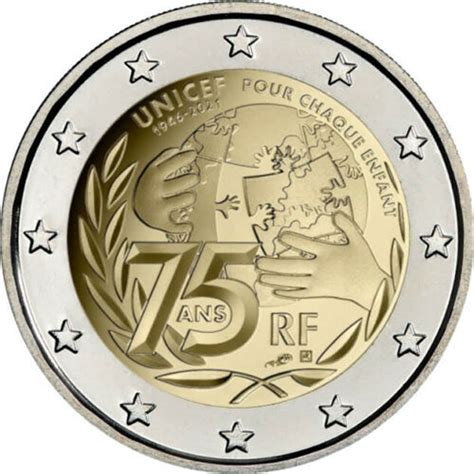 Moneda 2 Euros Francia 2021 75 Aniversario Unicef