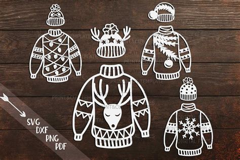 Ugly Christmas Sweaters bundle SVG PDF laser paper vinyl cut (163419