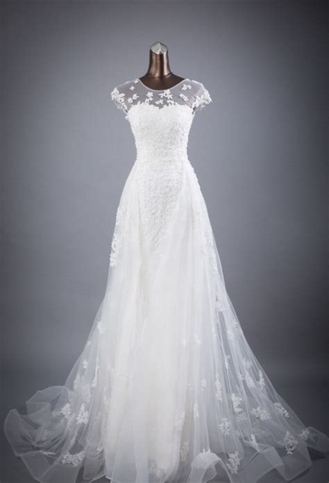 White Or Ivory Jewel Wedding Dresses Floor Length Bridal Dresses On Luulla