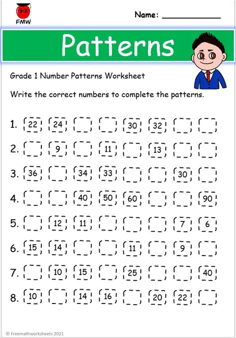 Grade 1 Number Patterns Worksheets Printables Free Worksheets