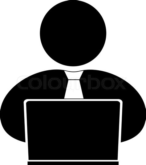 Ready to be used in web design, mobile apps and person computer icons. People with computer, person with ... | Stock vector ...