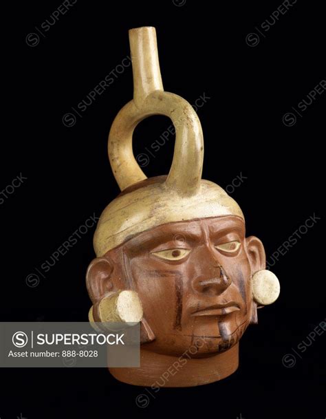 Stirrup Spout Portrait Vessel C 200 500 A D Moche IV Peru Ceramic Pre