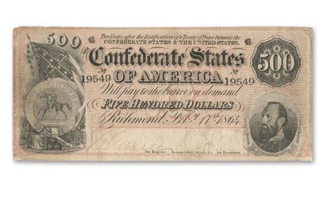 Confederate States Of America 500 Dollar Bill Worth Dollar Poster