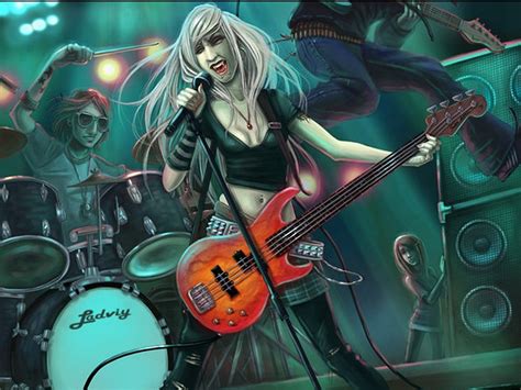 Fantasy Artwork Art Dark Vampire Gothic Girl Girls Horror Evil Concert Guitar