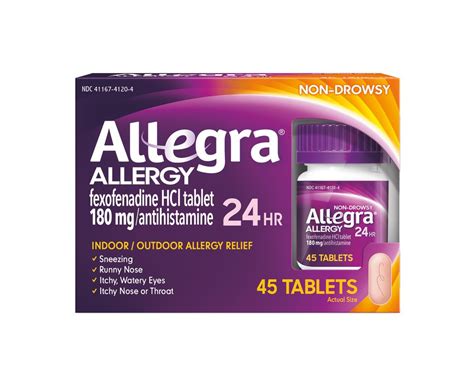 Allegra 24 Hour Allergy Relief 45 Ct Long Lasting Fast Acting