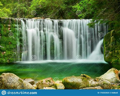 Waterfall In Forest Stock Image Image Of Falls Stone 176353925