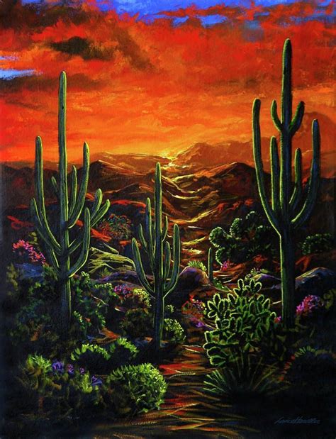 Desert Sunset ~ Lance Headlee Desert Sunset Painting Desert Art