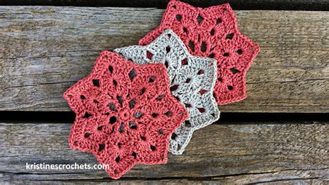 7 Point Star Coaster Pattern By Kristines Crochets Crochet Coasters