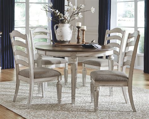 Realyn Chipped White Dining Uph Side Chair Set Of 2 Ladderback