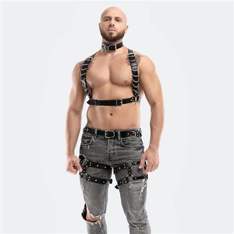 leather thigh harness garter leg harness for men etsy