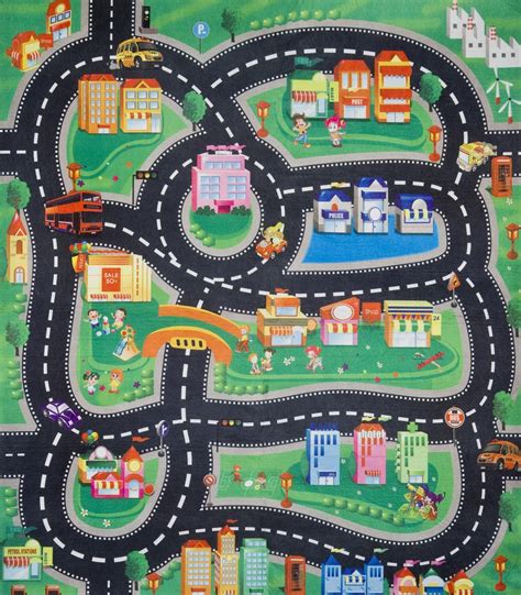 Car And Road Police Fire Or Construction Playmat Kids Boys Play Mat