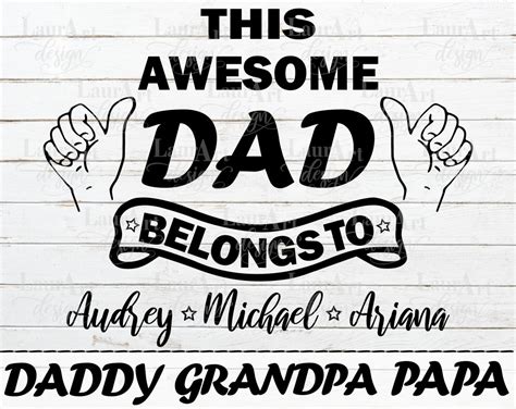 This Awesome Dad Belongs To Svg Custom Fathers Day Papa Etsy México