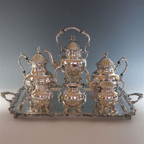 Sheffield Silverplate Coffee Tea Set With Large Reticulated Silver