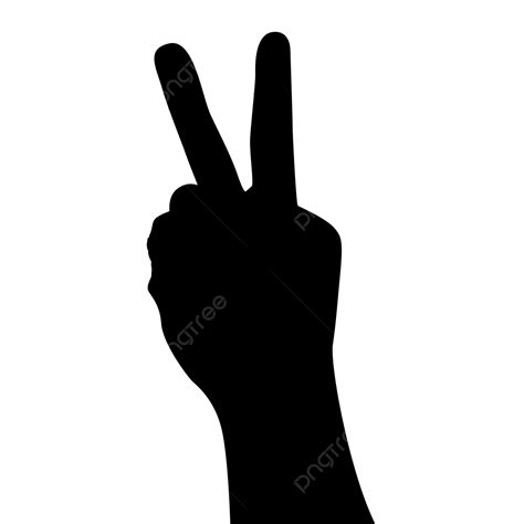 Black Silhouette Of Peace Hand Vector Peace Hand Peace Hand