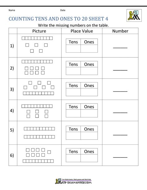 Place Value To 20 Worksheets