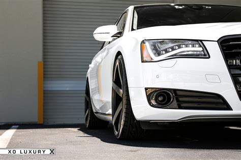Gorgeous White Audi A8 Sedan On Black Custom Wheels — Gallery