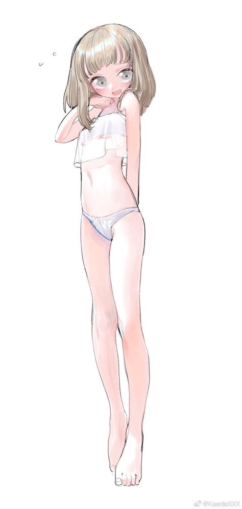 Kaede Shijie Heping Original Highres 1girl Bare Legs Barefoot Bikini Blonde Hair