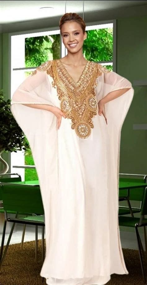 Gold And White Dubai Evening Dresses 2016 Arabic Kaftan A Line V Neck Bat Short Sleeve Chiffon