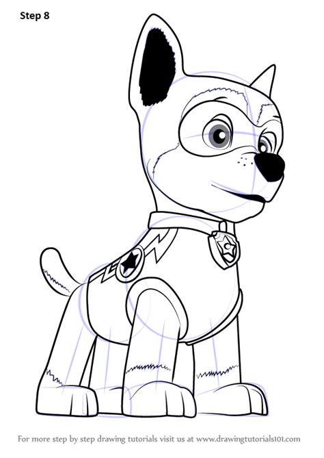 Learn How To Draw Super Chase From Paw Patrol Paw Patrol Step By Step
