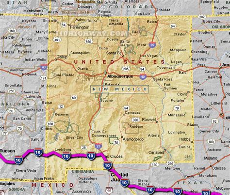 Texas New Mexico Road Map Secretmuseum
