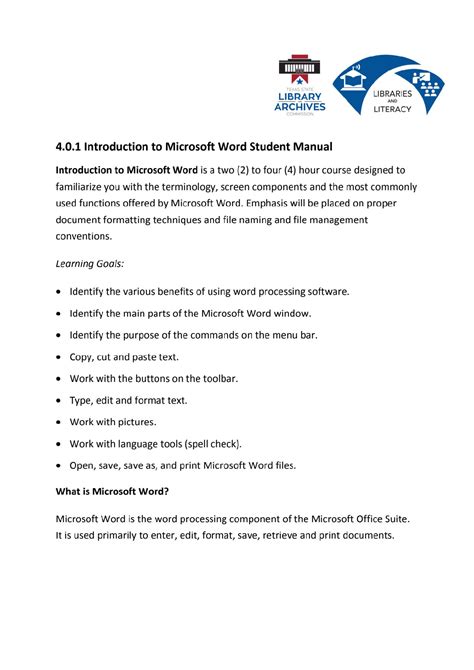 Solution Introduction To Microsoft Word Student Manual Studypool