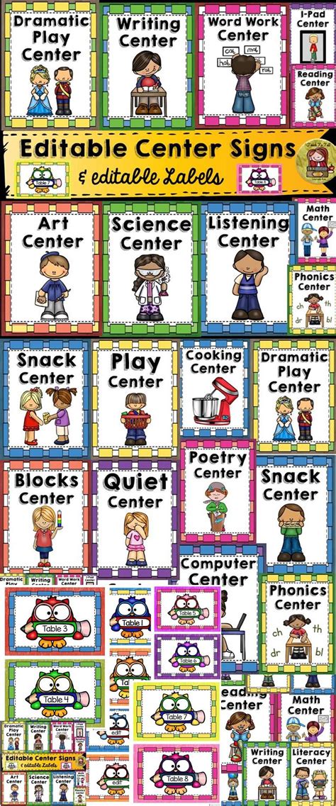 Back To School Editable Classroom Center Signs And Labels Kids