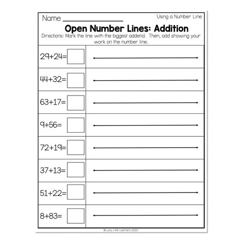 2nd Grade Math Worksheets Number Line Using A Number Line Open