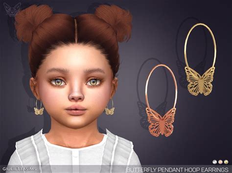 Sims 4 — Butterfly Pendant Hoop Earrings For Toddlers By Giuliettasims