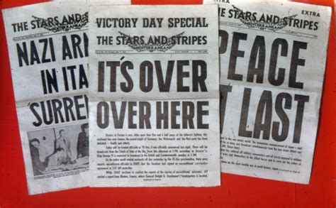Newspapers With Headlines Of The End Of The War In Europe V E Day From