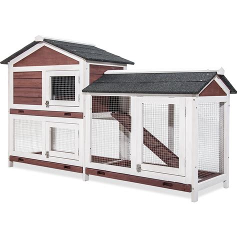 Clearance 62 Wooden Chicken Coop Rabbit Hutch 2 Story Outdoor Indoor