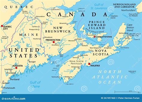 The Maritimes The Maritime Provinces Of Eastern Canada Political Map