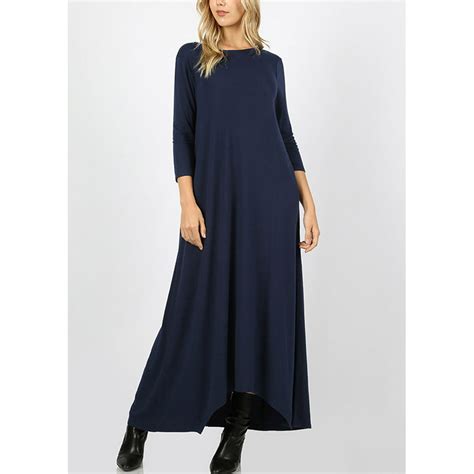 Moda Xpress Womens 34 Sleeve Maxi Dress Asymmetrical Hem Casual