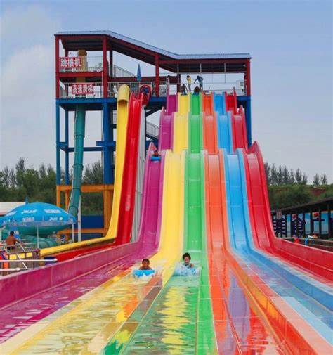 Stainless Steel Fiberglass Water Slides With Rainbow Color For Kids