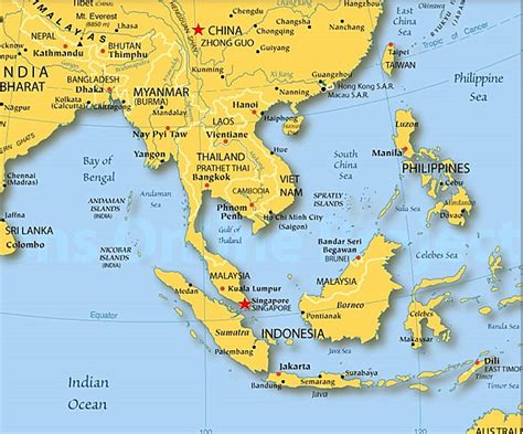Singapore Map Asia Countries