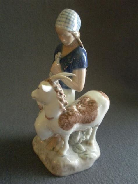 Bing And Grondahl Porcelain Of Girl With Her Goat Figurine 2180 From