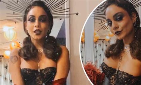 Vanessa Hudgens Dons A Vampish Lace Basque And Elaborate Headdress As She Counts Down To