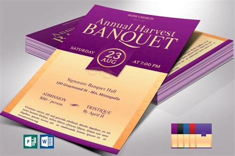 Church Banquet Flyer Word Publisher Template 5 Color Etsy