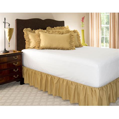 Shop Bedding Ruffled Bed Skirt Twin Xl Gold 14 Inch Drop Dust Ruffle With Platform Wrinkle