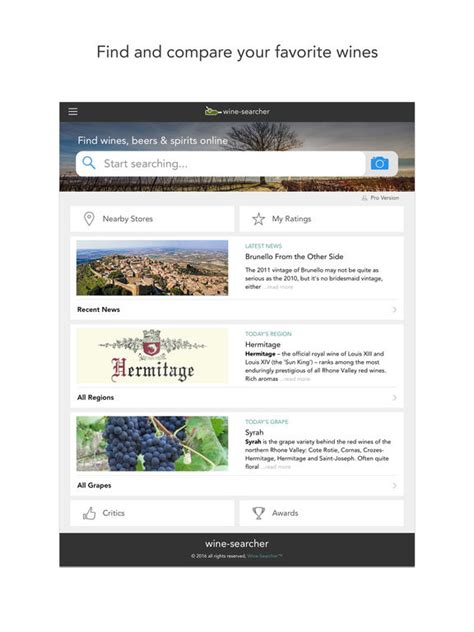 Free, available for ios and android. Wine-Searcher screenshot