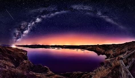 Long Exposure Galaxy Milky Way Starry Night Comet Fence Coast