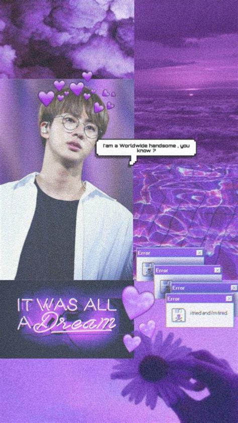 Download Dreamy Purple Bts Jin Aesthetic Wallpaper