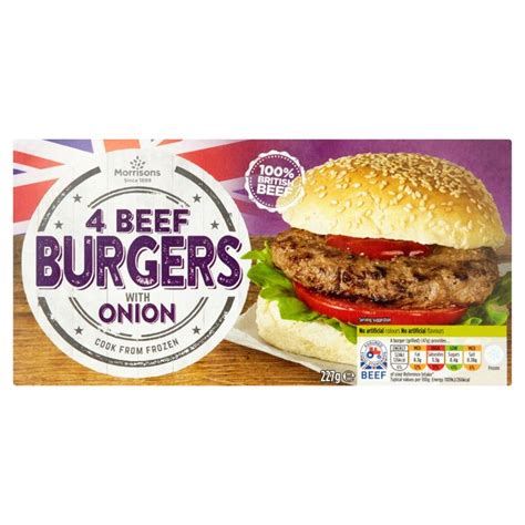 Morrisons Morrisons Burgers With Onions 4 Pack 227gproduct Information